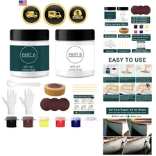 Boat Gel Coat Repair Kit for Fiberglass Scratches Cracks Chips Holes Plus Acc...