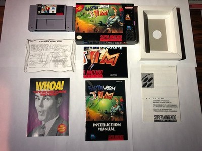 Earthworm Jim SNES, Complete, Poster, All Inserts, Working