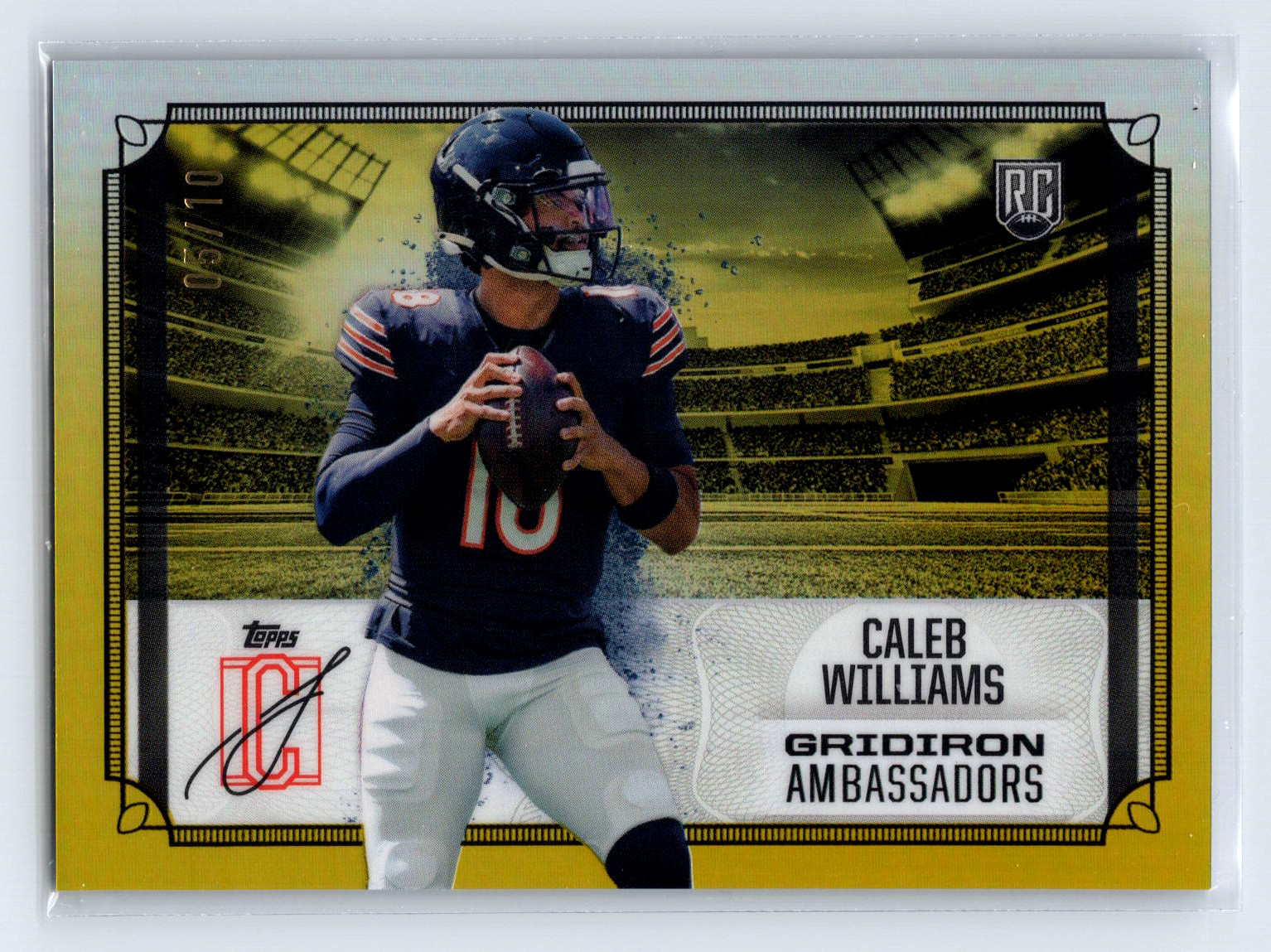 Caleb Williams Rookie 2024 Topps Signature Class Gridiron Ambassadors Gold /10