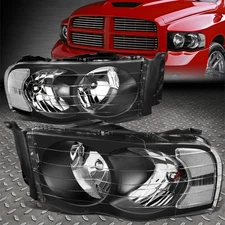 FOR 02-05 DODGE RAM 1500 2500 3500 BLACK HOUSING CLEAR CORNER HEADLIGHT LAMPS
