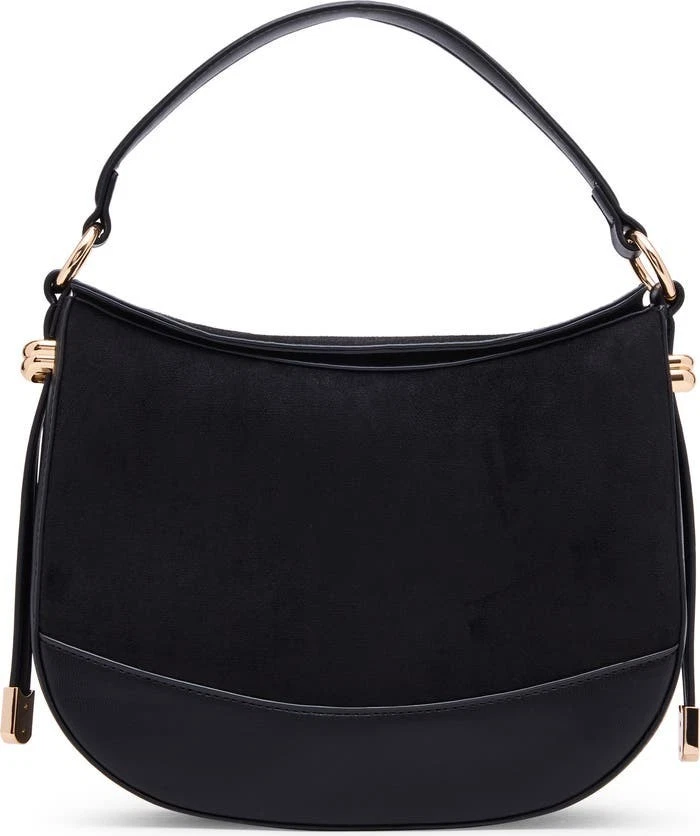 Anne Klein Sleek Black Convertible Shoulder Bag-Hobo Purse with Golden Accents - Image 2 of 4