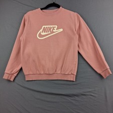 Nike Womens Crewneck Sweatshirt Pink Graphic Logo Pullover Fleece L Large