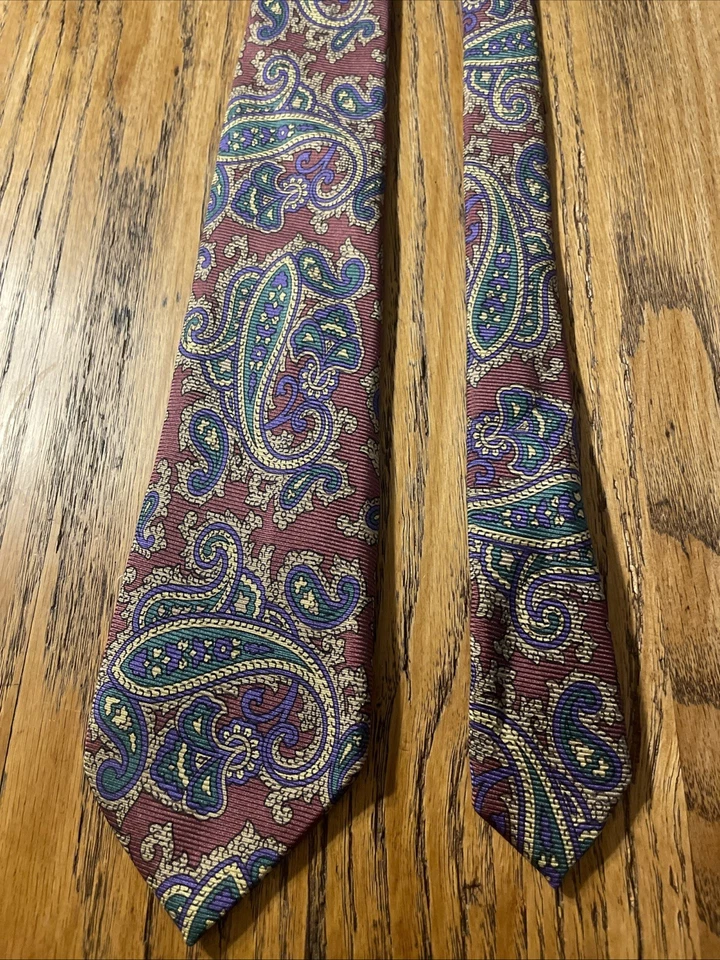 Corbata vintage usada en excelente estado Ike Behar New York seda cachemira hecha en EE. UU. Foto 4 de 4