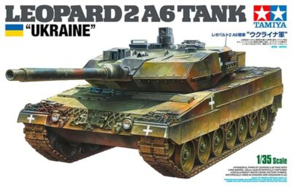 TAMIYA 1/35 LEOPARD 2 A6 TANK UKRAINE Model Kit 25207 NEW Japan +Track Num