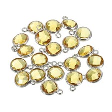 Crystal Birthstone Charm 9mm Dia November Pendant Drop Beads Yellow 20Pcs