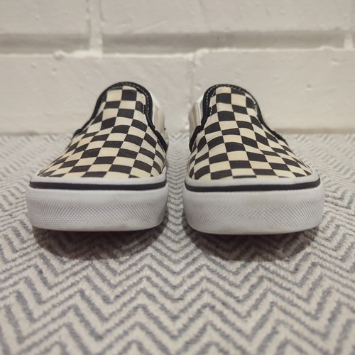 Vans Checkered KIDS Slip On Low Top Skate Sneaker - Size 12 Shoe Cream Black - Picture 6 of 13