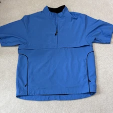 Men's Cutter & Buck XL CB WindTec Short Sleeve 1/4 Zip Golf Pullover Blue