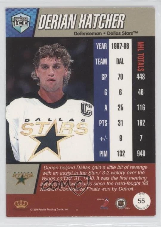 1998-99 Pacific Dynagon Ice Derian Hatcher #55 - Image 2 of 2