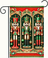 Christmas Garden Flag 12X18 Inch Double Sided Nutcracker Soldier Flag Holiday Ya