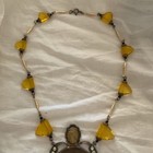 1800’s Victorian Chech Glass Yellow Stones Set In brass. RARE — photo 5