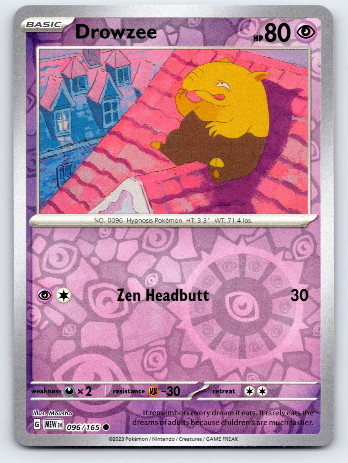 2023 POKEMON DROWZEE 151 096/165 REVERSE HOLO COMMON NM A6459 FREE S&H