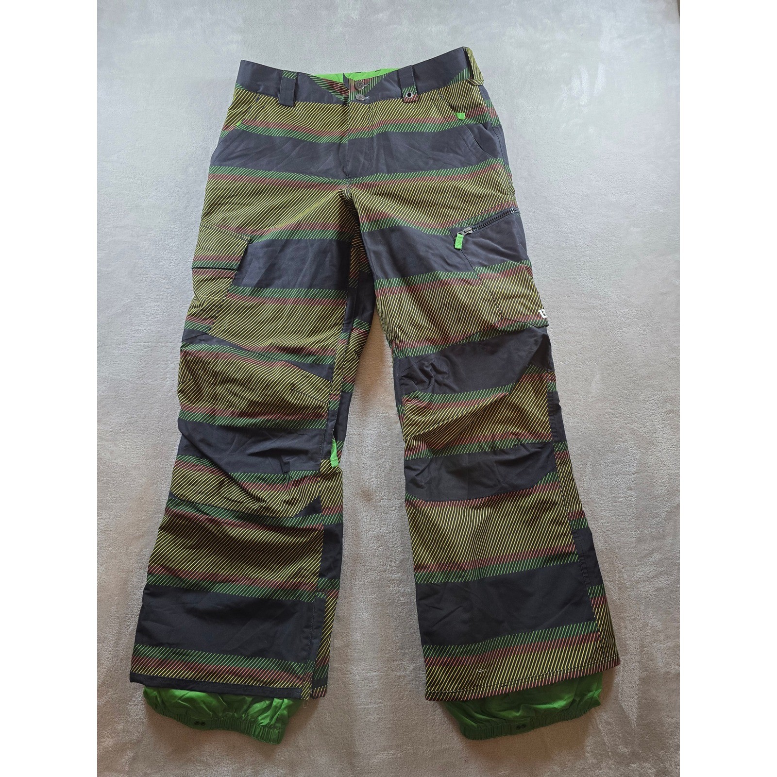Pants Men M Striped Ski Adjustable Waist Vent Vinh Long