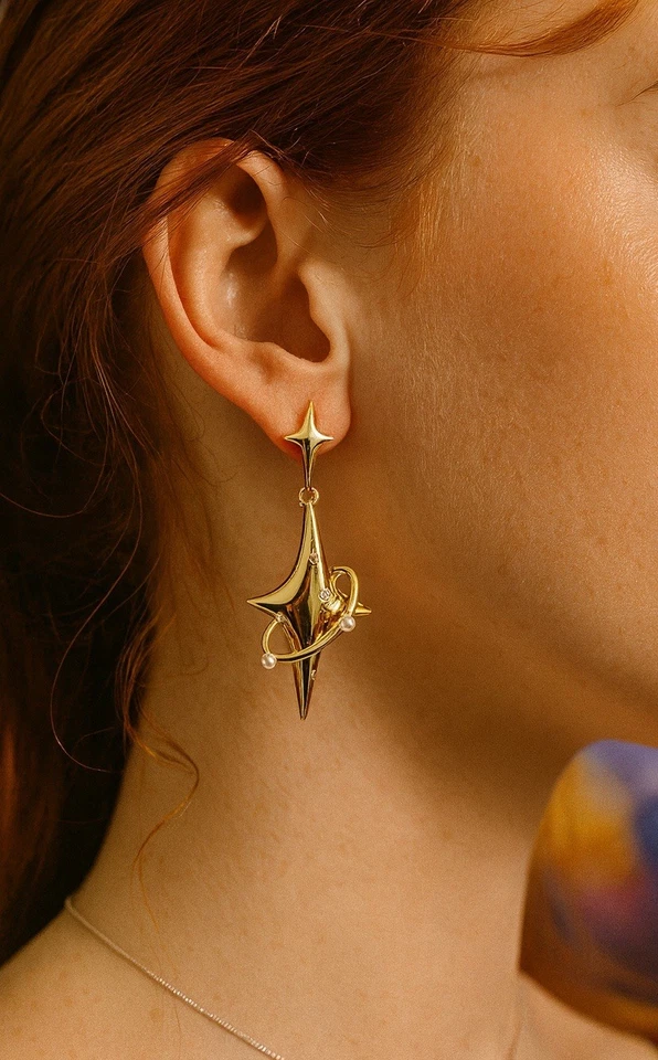 Aretes Chico’s Star Cross Boho Oro Circonita cúbica Espiral De Colección Northern Stud Orbit Foto 2 de 4