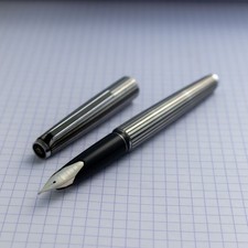 Vintage 1970s Pilot Custom K-500SS Stripe 18K White Gold M H172 Nib Fountain Pen