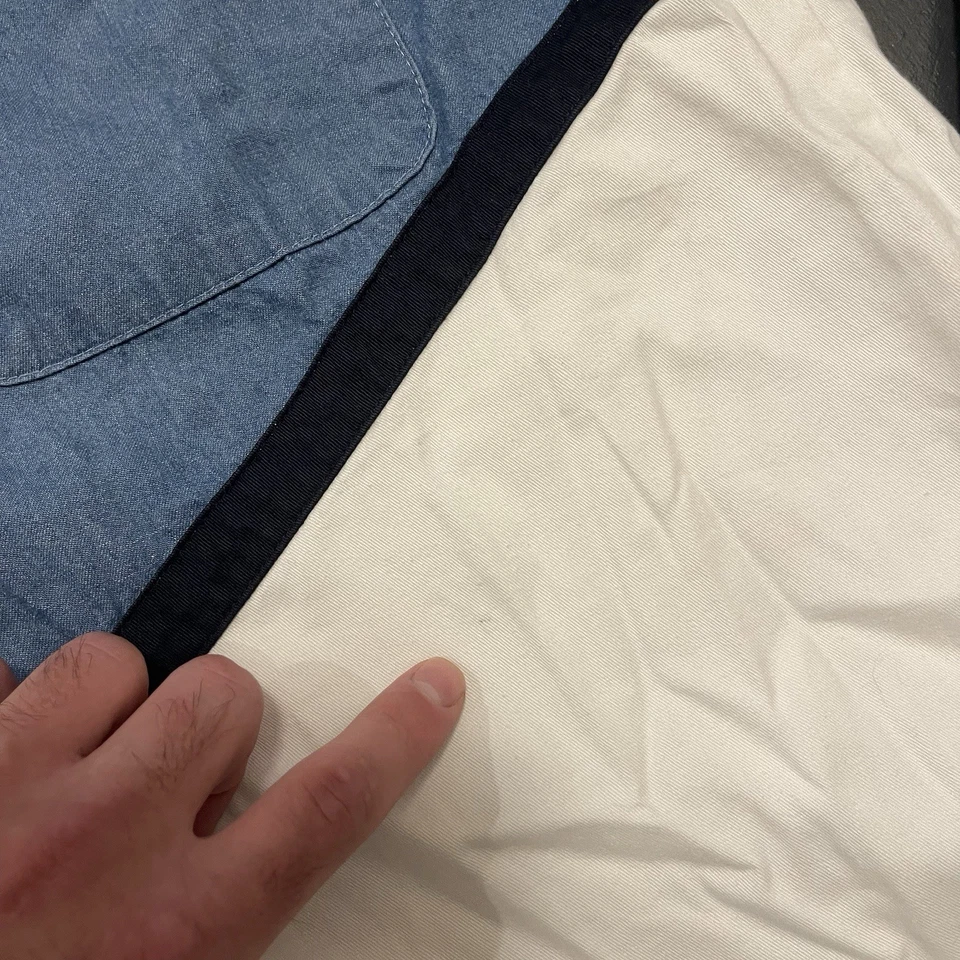 Camisa de Colección Mo Betta Para Hombres Grande Azul Blanco Cuello Banda Abotonada Western Foto 4 de 4