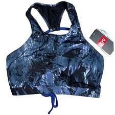 TYR DuraFast Storm KIRA Md Support Sports Bra Swim Top - Blue Sz Small 4/6 - 45