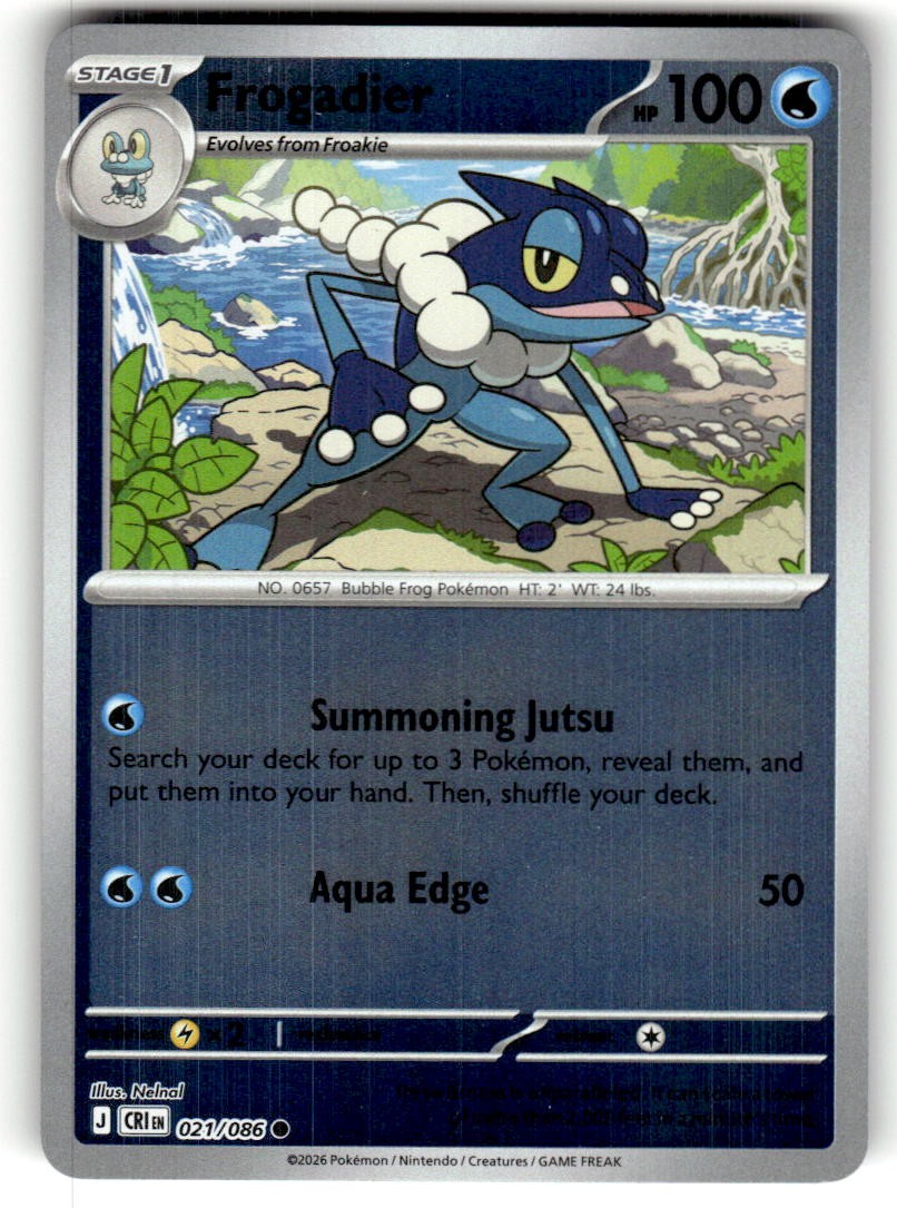 Frogadier 021/086 Common Chaos Rising Pokemon Reverse Holo Near Mint