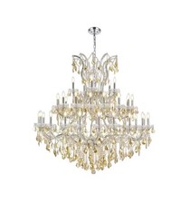 Crystal Chandelier Chrome Golden Teak Entryway Foyer 41 Light Fixture Large 52