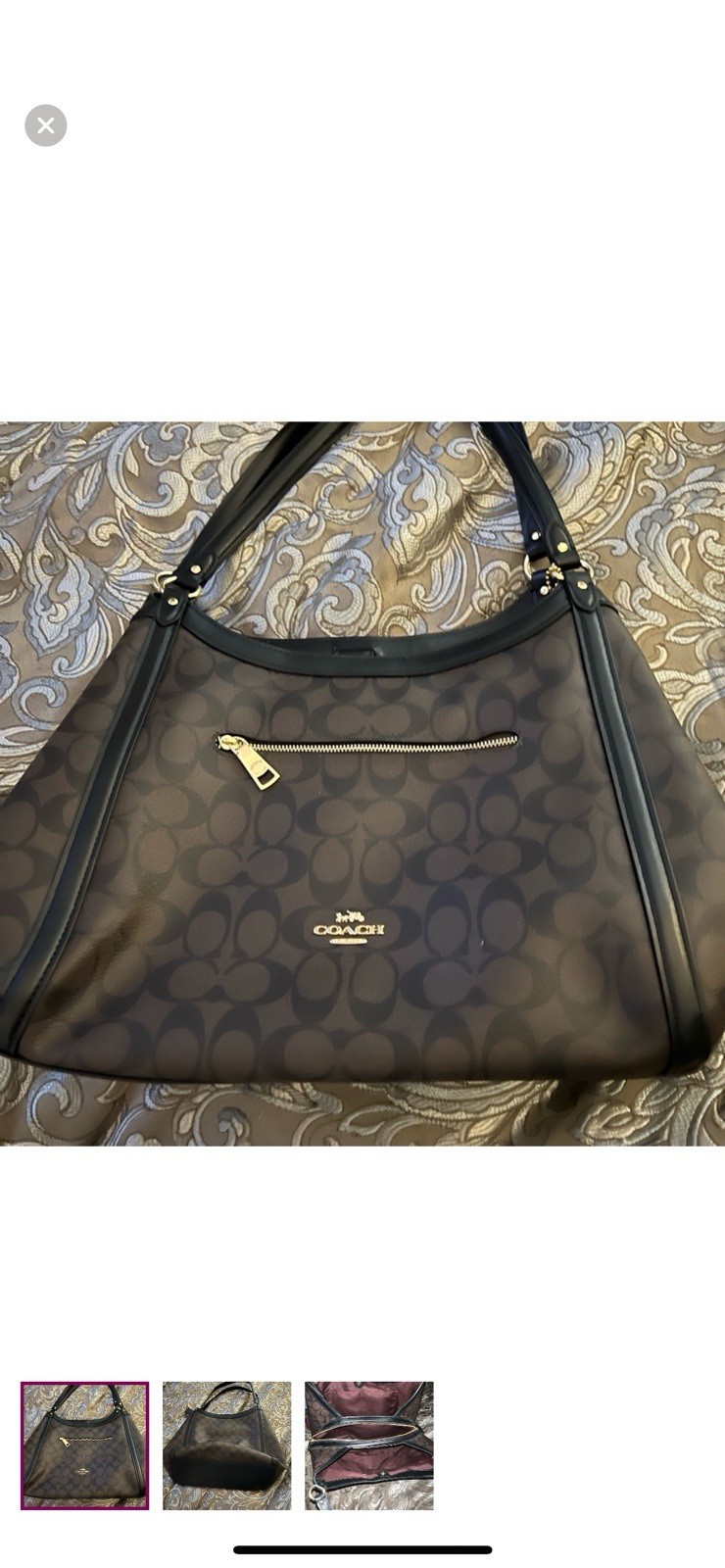 Coach Large Brown Leather Tote Bag with Spacious Interior & Timeless Design