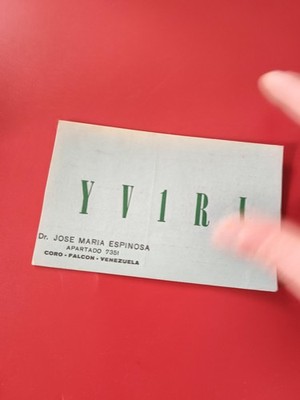 YV1RI Dr Jose Maria Espinosa Coro Venezuela Funkkarte, grüner Druck