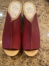Youyou Sandalias Zapatos Mujer Rosa Frambuesa Punta Abierta Zuecos Mula Bajo Comodidad Deslizables