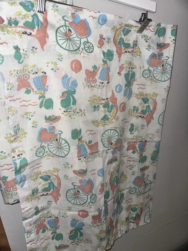 2 fronhas padrão Holly Hobbie morango estilo shortcake tecido de algodão anos 70 - Imagem 2 de 4