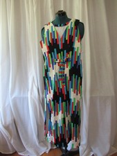 Vintage 1960s mod MCM print long dress front zip 32" bust 31" waist sleeveless