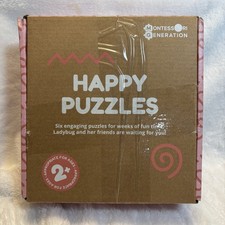 Montessori Wooden Jigsaw Happy Puzzles Toy for Toddlers Age 2 6-Piece Set New