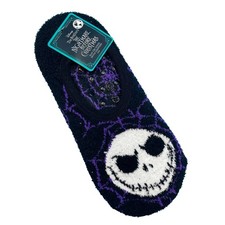 Disney Nightmare Before Christmas Women 4-10 Black Jack Skellington Socks Grippy