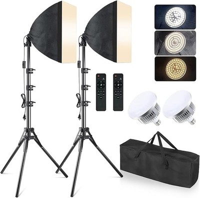 Photography Softbox Kit MOUNTDOG 2x16 Inch 85W LED Remote
