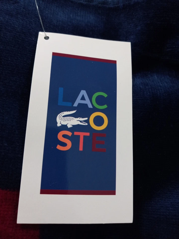 TOALLA DE PLAYA DE LUJO LACOSTE LOGO MULTICOLOR 100% ALGODÓN 36" X 72" NUEVA CON ETIQUETAS Foto 4 de 4