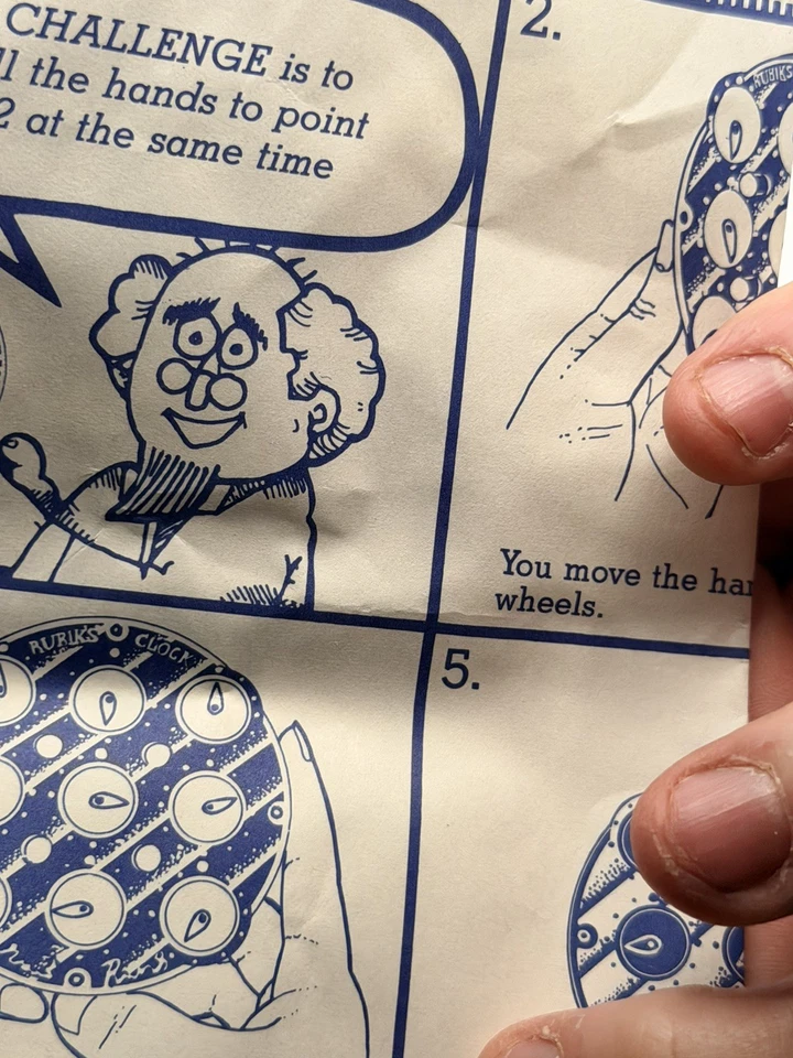 VTG Rubiks Clock Puzzle Matchbox 1988 Brain Teaser Retro Rubiks Cube Toy In Box - Image 4 of 4