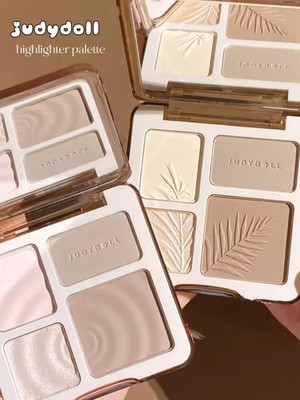 JudyDoll Highlighter Contour Palette 4-in-1 Face Glow Shimmer Makeup Kit