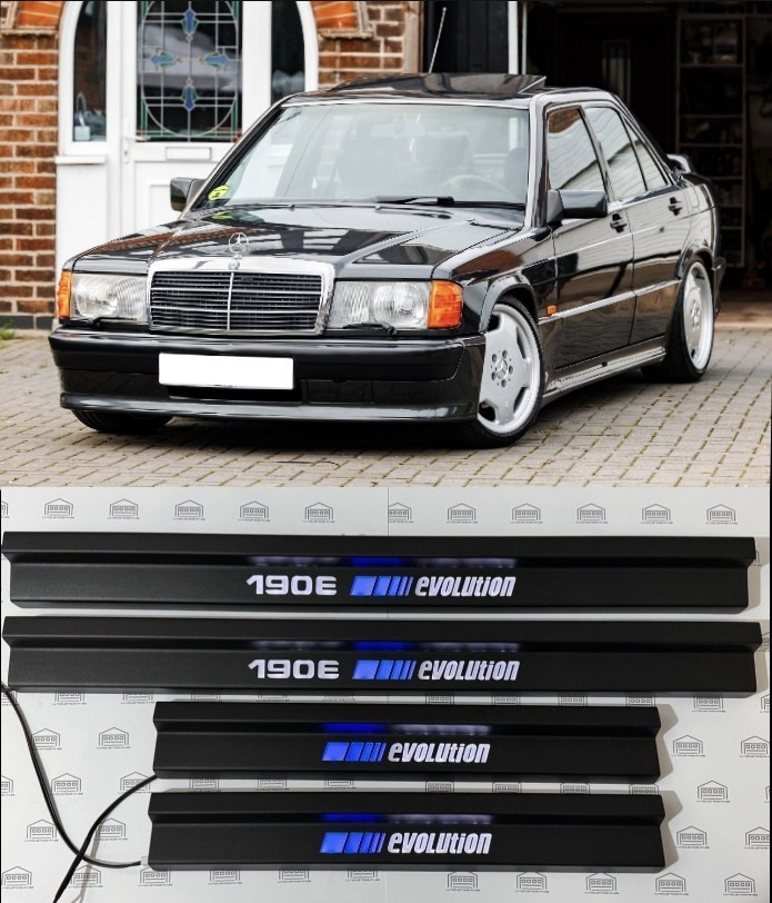 Mercedes Benz W201 190E Evolution LED door sills scuff plates | eBay