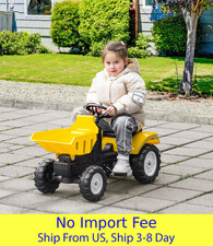 Kids Ride On Excavator Manual Digger Toy Pedal Construction Car Yellow