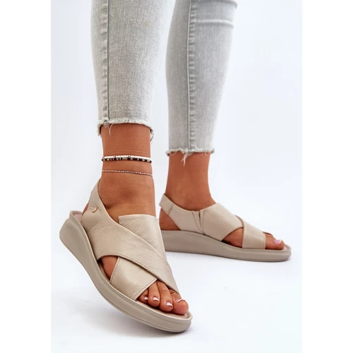 Zazoo 40392 Women's Leather Sandals, Beige - Picture 4 of 10