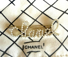 Chanel Beauty Barrette Hair Accessory Gold Tone White Pearls