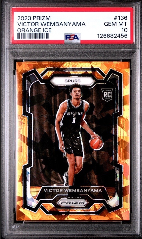 2023-24 Panini Prizm - Victor Wembanyama #136 Orange Ice Prizm (RC) PSA 10 B1