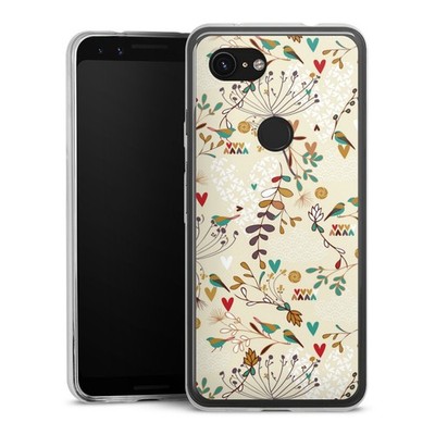Slim Hülle für Google Pixel 3a Blumen Retro Vogel
