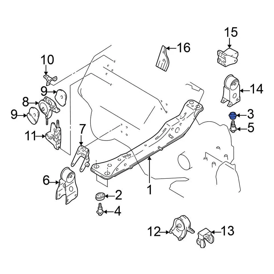 For Nissan Maxima 2000-2003 Nissan 112482Y000 Rear Engine Cradle Insulator Foto 4 de 4