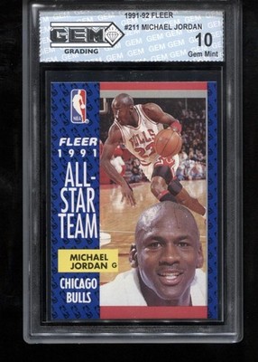 Michael Jordan 1991-92 Fleer #211 All- Star Team NBA Chicago Bulls GEM MINT 10
