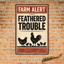 Tiny Raptors Chicken Funny Farmhouse Metal Tin Sign 8x12 Wall Decor