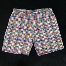 Polo Ralph Lauren Shorts Men's Size 42 India Madras Plaid Chino Flat Front EUC