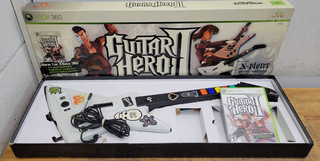 Guitar Hero II 2 Xbox 360 White Xplorer Guitar Controller and Game W/Box Used