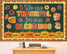 Fall Thanksgiving Bulletin Board Decorations Set Thankful Blessings Paper Cutout