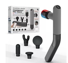 Sharper Image Powerboost Pro Reach Percussion Massager with 5 Attachments Gray