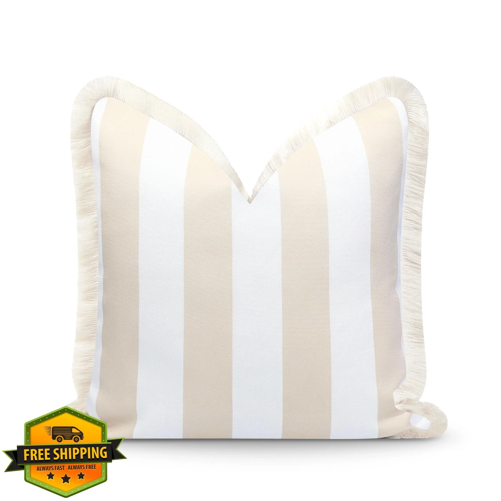 Hofdeco 20" Tan Stripe Fall Coastal Pillow Cover Only