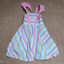 Eleanor Rose Girls Rainbow Stripe Pinafore Dress Bunny Ears Size 6 7