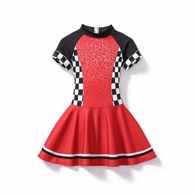 Rennkleid kariert Rennkostüm Kurzarm für Halloween, Mädchen, Kinder