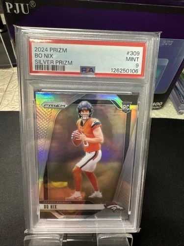 2024 Panini Prizm Bo Nix RC Rookie #309 Silver Prizm PSA 9 🔥